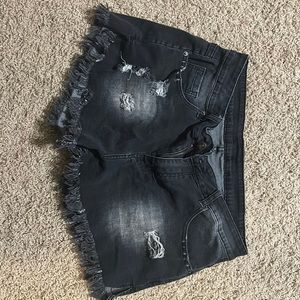 Black Stretchy Denim Jean Shorts